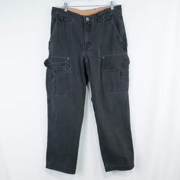 Duluth Trading Co Fire Hose Relaxed Fit Cargo Work Pants Mens 35x32* Black READ - Picture 1 of 16